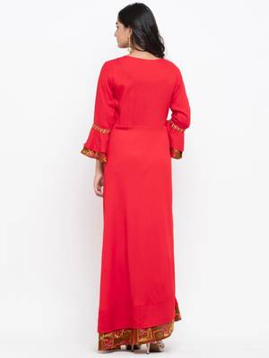 Red embroidered cotton ethnic-kurtis 5