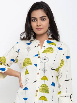 White printed cotton ethnic-kurtis 2