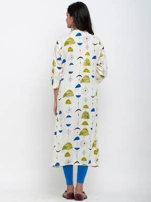 White printed cotton ethnic-kurtis 5