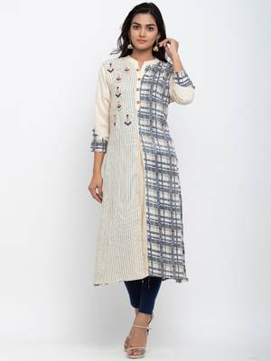 Blue embroidered rayon ethnic-kurtis 1