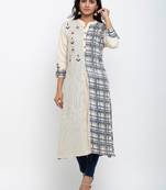 Blue embroidered rayon ethnic-kurtis