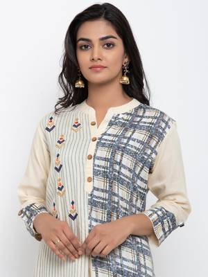Blue embroidered rayon ethnic-kurtis 2