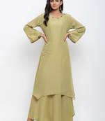 Green embroidered cotton ethnic-kurtis