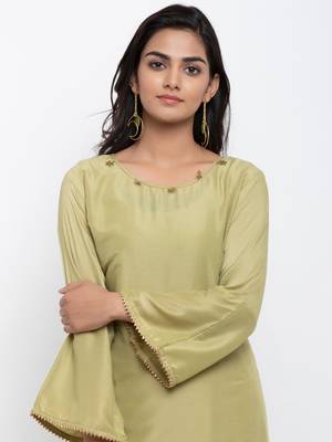 Green embroidered cotton ethnic-kurtis 2