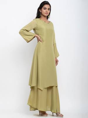 Green embroidered cotton ethnic-kurtis 3
