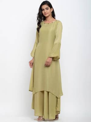 Green embroidered cotton ethnic-kurtis 4