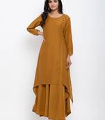 Brown plain crepe ethnic-kurtis
