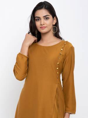 Brown plain crepe ethnic-kurtis 2