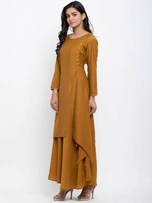 Brown plain crepe ethnic-kurtis 4