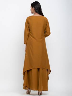 Brown plain crepe ethnic-kurtis 5