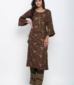 Green printed cotton ethnic-kurtis