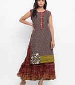 Grey printed cotton ethnic-kurtis