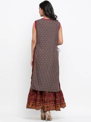 Grey printed cotton ethnic-kurtis 5