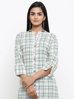 White printed cotton ethnic-kurtis 2