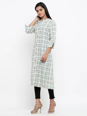 White printed cotton ethnic-kurtis 4