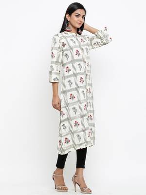White printed cotton ethnic-kurtis 3