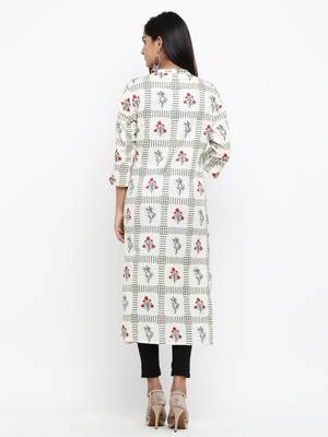 White printed cotton ethnic-kurtis 5
