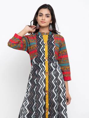 Multicolor printed cotton ethnic-kurtis 2
