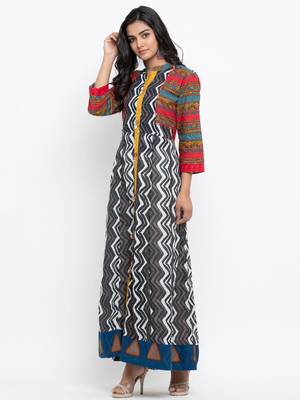 Multicolor printed cotton ethnic-kurtis 4