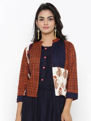 Blue embroidered cotton ethnic-kurtis 2