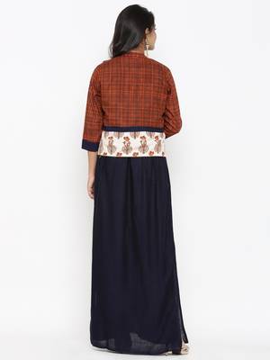 Blue embroidered cotton ethnic-kurtis 4