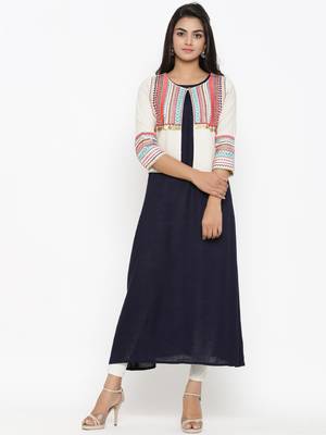 Multicolor embroidered cotton ethnic-kurtis 1