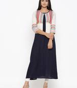 Multicolor embroidered cotton ethnic-kurtis