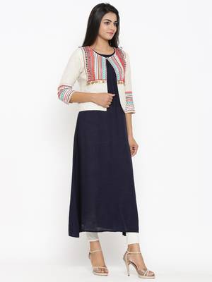 Multicolor embroidered cotton ethnic-kurtis 3