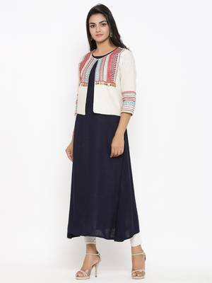 Multicolor embroidered cotton ethnic-kurtis 4