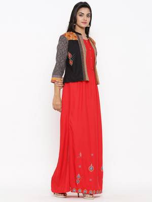 Multicolor embroidered cotton ethnic-kurtis 3