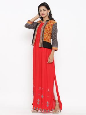 Multicolor embroidered cotton ethnic-kurtis 4