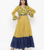 Green printed cotton ethnic-kurtis