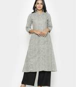 Grey printed cotton ethnic-kurtis