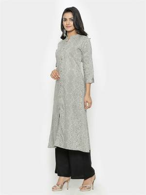 Grey printed cotton ethnic-kurtis 2