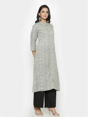 Grey printed cotton ethnic-kurtis 3