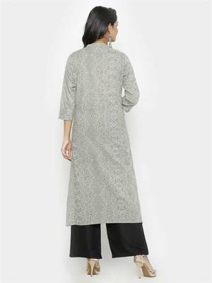 Grey printed cotton ethnic-kurtis 4