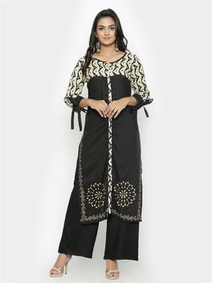 Black printed cotton ethnic-kurtis 1
