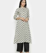 Grey printed cotton ethnic-kurtis