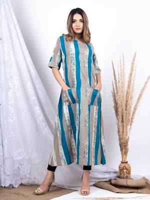 Multicolor printed cotton ethnic-kurtis 1