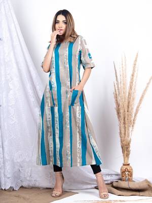 Multicolor printed cotton ethnic-kurtis 3
