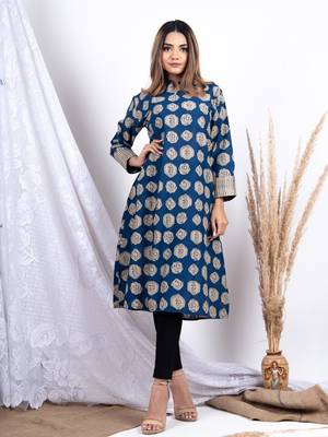 Multicolor printed cotton ethnic-kurtis 1