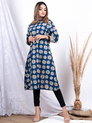 Multicolor printed cotton ethnic-kurtis 2