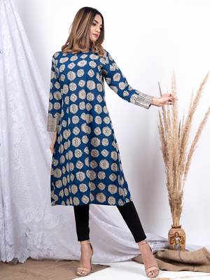 Multicolor printed cotton ethnic-kurtis 3