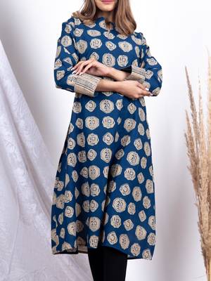 Multicolor printed cotton ethnic-kurtis 4