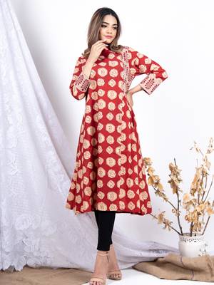 Multicolor printed cotton ethnic-kurtis 2