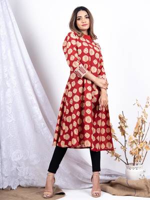 Multicolor printed cotton ethnic-kurtis 3