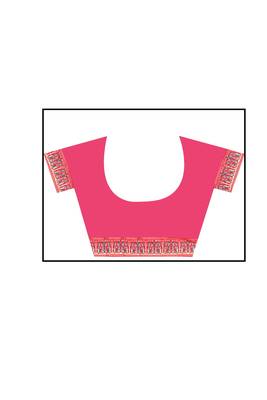 Pink woven baluchari saree with blouse 2