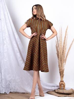 Multicolor printed cotton short-dresses 1