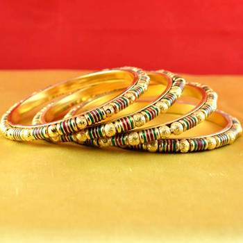 gold moti stone cz polki kundun meenakari pearl bangle kara size-2.4,2.6,2.8 1