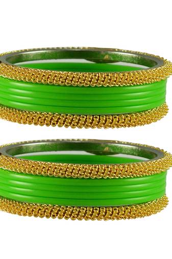 Green  Color Acrylic And Brass Bangle